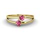 1 - Ria 0.40 ctw (4.00 mm) Round Pink Tourmaline Split Shank 2 Stone Engagement Ring 