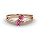1 - Ria 0.40 ctw (4.00 mm) Round Pink Tourmaline Split Shank 2 Stone Engagement Ring 