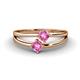 1 - Ria 0.53 ctw (4.00 mm) Round Pink Sapphire Split Shank 2 Stone Engagement Ring 