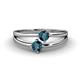 1 - Ria 0.50 ctw (4.00 mm) Round Blue Diamond Split Shank 2 Stone Engagement Ring 