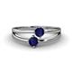 1 - Ria 0.76 ctw (4.00 mm) Round Blue Sapphire Split Shank 2 Stone Engagement Ring 