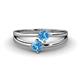 1 - Ria 0.44 ctw (4.00 mm) Round Blue Topaz Split Shank 2 Stone Engagement Ring 
