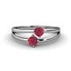 1 - Ria 0.53 ctw (4.00 mm) Round Ruby Split Shank 2 Stone Engagement Ring 