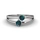 1 - Ria 0.50 ctw (4.00 mm) Round London Blue Topaz Split Shank 2 Stone Engagement Ring 