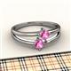 2 - Ria 0.53 ctw (4.00 mm) Round Pink Sapphire Split Shank 2 Stone Engagement Ring 