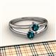 2 - Ria 0.50 ctw (4.00 mm) Round Blue Diamond Split Shank 2 Stone Engagement Ring 