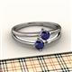 2 - Ria 0.76 ctw (4.00 mm) Round Blue Sapphire Split Shank 2 Stone Engagement Ring 