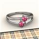 2 - Ria 0.40 ctw (4.00 mm) Round Pink Tourmaline Split Shank 2 Stone Engagement Ring 