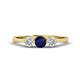 1 - Shirley 5.00 mm Round Blue Sapphire and Forever Brilliant Moissanite Three Stone Engagement Ring 