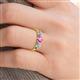 5 - Shirley 5.00 mm Round Lab Created Pink Sapphire and Forever Brilliant Moissanite Three Stone Engagement Ring 