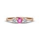 1 - Shirley 5.00 mm Round Lab Created Pink Sapphire and Forever Brilliant Moissanite Three Stone Engagement Ring 