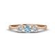 1 - Shirley 5.00 mm Round Aquamarine and Forever Brilliant Moissanite Three Stone Engagement Ring 
