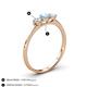 4 - Shirley 5.00 mm Round Aquamarine and Forever Brilliant Moissanite Three Stone Engagement Ring 