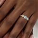 6 - Shirley 5.00 mm Round Aquamarine and Forever Brilliant Moissanite Three Stone Engagement Ring 