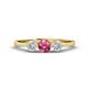 1 - Shirley 5.00 mm Round Pink Tourmaline and Forever Brilliant Moissanite Three Stone Engagement Ring 