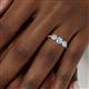 6 - Shirley 5.00 mm Round Aquamarine and Forever One Moissanite Three Stone Engagement Ring 