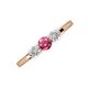 3 - Shirley 5.00 mm Round Pink Tourmaline and Forever One Moissanite Three Stone Engagement Ring 