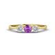 1 - Shirley 5.00 mm Round Amethyst and Forever One Moissanite Three Stone Engagement Ring 
