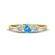 1 - Shirley 5.00 mm Round Blue Topaz and Forever One Moissanite Three Stone Engagement Ring 