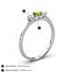 4 - Shirley 5.00 mm Round Peridot and Forever One Moissanite Three Stone Engagement Ring 