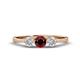 1 - Shirley 5.00 mm Round Red Garnet and Forever One Moissanite Three Stone Engagement Ring 