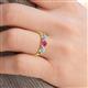 5 - Shirley 5.00 mm Round Rhodolite Garnet and Forever One Moissanite Three Stone Engagement Ring 