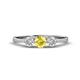 1 - Shirley 5.00 mm Round Lab Created Yellow Sapphire and Forever One Moissanite Three Stone Engagement Ring 