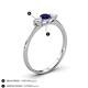 4 - Shirley 5.00 mm Round Blue Sapphire and Forever One Moissanite Three Stone Engagement Ring 