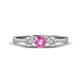 1 - Shirley 5.00 mm Round Lab Created Pink Sapphire and Forever One Moissanite Three Stone Engagement Ring 