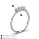 4 - Shirley 5.00 mm Round Aquamarine and Forever One Moissanite Three Stone Engagement Ring 