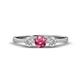 1 - Shirley 5.00 mm Round Pink Tourmaline and Forever One Moissanite Three Stone Engagement Ring 