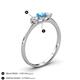4 - Shirley 5.00 mm Round Blue Topaz and Forever One Moissanite Three Stone Engagement Ring 