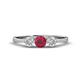 1 - Shirley 5.00 mm Round Ruby and Forever One Moissanite Three Stone Engagement Ring 