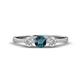 1 - Shirley 5.00 mm Round Blue Diamond and Forever One Moissanite Three Stone Engagement Ring 