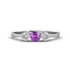 1 - Shirley 5.00 mm Round Amethyst and Forever Brilliant Moissanite Three Stone Engagement Ring 