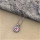 2 - Juliya 5.00 mm Round Lab Created Pink Sapphire Rope Edge Bezel Set Solitaire Pendant Necklace 