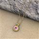 2 - Juliya 5.00 mm Round Lab Created Pink Sapphire Rope Edge Bezel Set Solitaire Pendant Necklace 