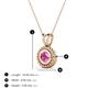 3 - Juliya 5.00 mm Round Lab Created Pink Sapphire Rope Edge Bezel Set Solitaire Pendant Necklace 
