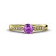 1 - Agnes Classic Round Center Amethyst Accented with Diamond in Milgrain Engagement Ring 