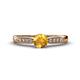 1 - Agnes Classic Round Center Citrine Accented with Diamond in Milgrain Engagement Ring 