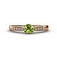 1 - Agnes Classic Round Center Peridot Accented with Diamond in Milgrain Engagement Ring 