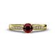 1 - Agnes Classic Round Center Red Garnet Accented with Diamond in Milgrain Engagement Ring 