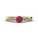 1 - Agnes Classic Round Center Ruby Accented with Diamond in Milgrain Engagement Ring 