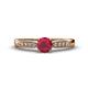 1 - Agnes Classic Round Center Ruby Accented with Diamond in Milgrain Engagement Ring 