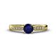 1 - Agnes Classic Round Center Blue Sapphire Accented with Diamond in Milgrain Engagement Ring 