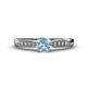 1 - Agnes Classic Round Center Aquamarine Accented with Diamond in Milgrain Engagement Ring 