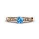 1 - Agnes Classic Round Center Blue Topaz Accented with Diamond in Milgrain Engagement Ring 