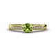 1 - Agnes Classic Round Center Peridot Accented with Diamond in Milgrain Engagement Ring 