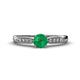 1 - Agnes Classic Round Center Emerald Accented with Diamond in Milgrain Engagement Ring 