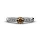 1 - Agnes Classic Round Center Smoky Quartz Accented with Diamond in Milgrain Engagement Ring 
